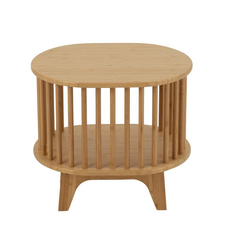 Live Bedside Table - Oval - Slatted - Natural - Bamboo Wood