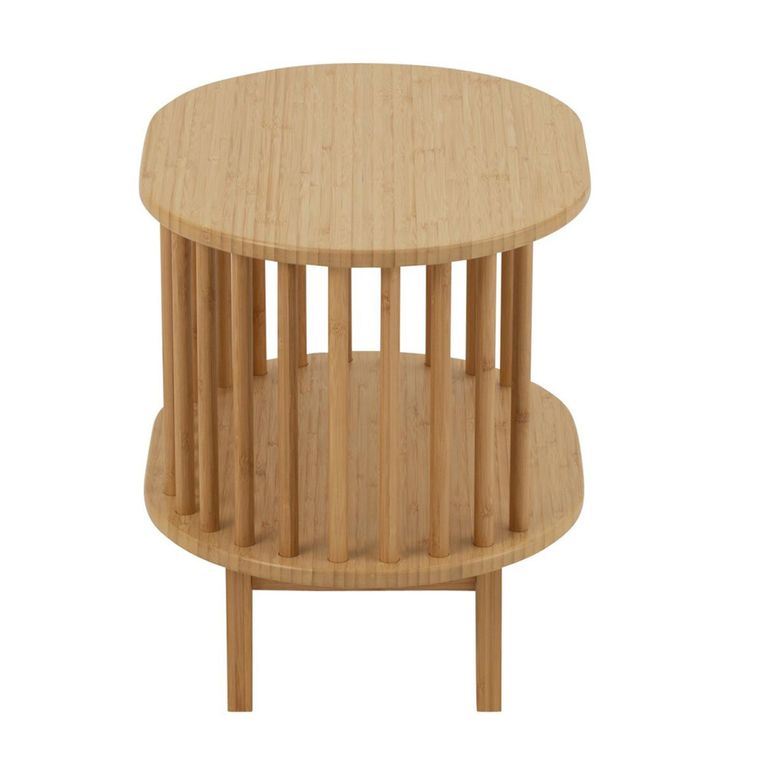Live Bedside Table - Oval - Slatted - Natural - Bamboo Wood