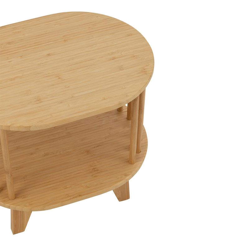Live Bedside Table - Oval - Slatted - Natural - Bamboo Wood