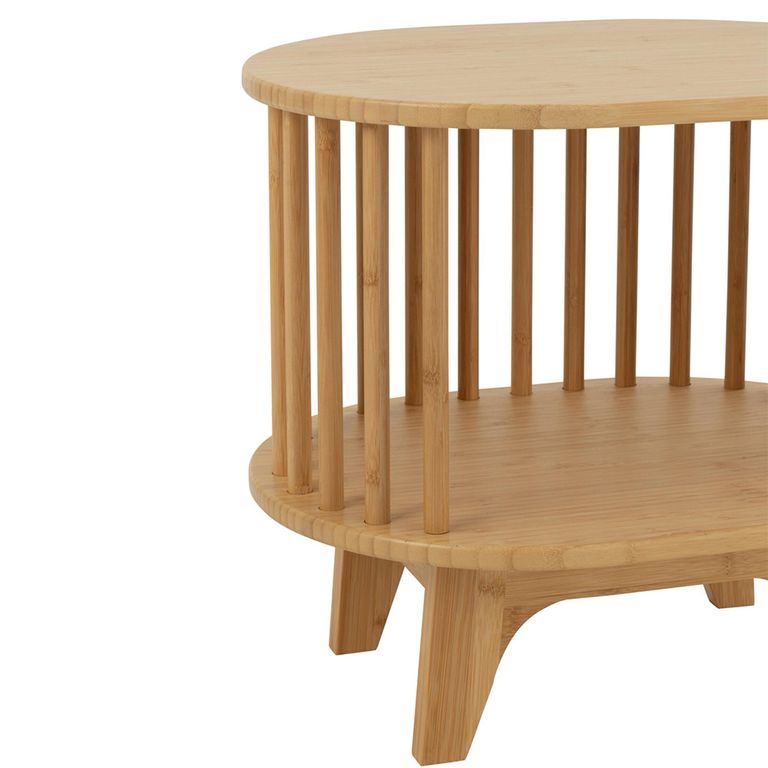 Live Bedside Table - Oval - Slatted - Natural - Bamboo Wood