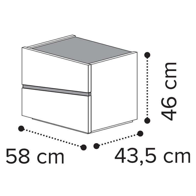 Alba Italian Bedside Cabinet - 2 Drawer - White - Carrara Marble Inlay