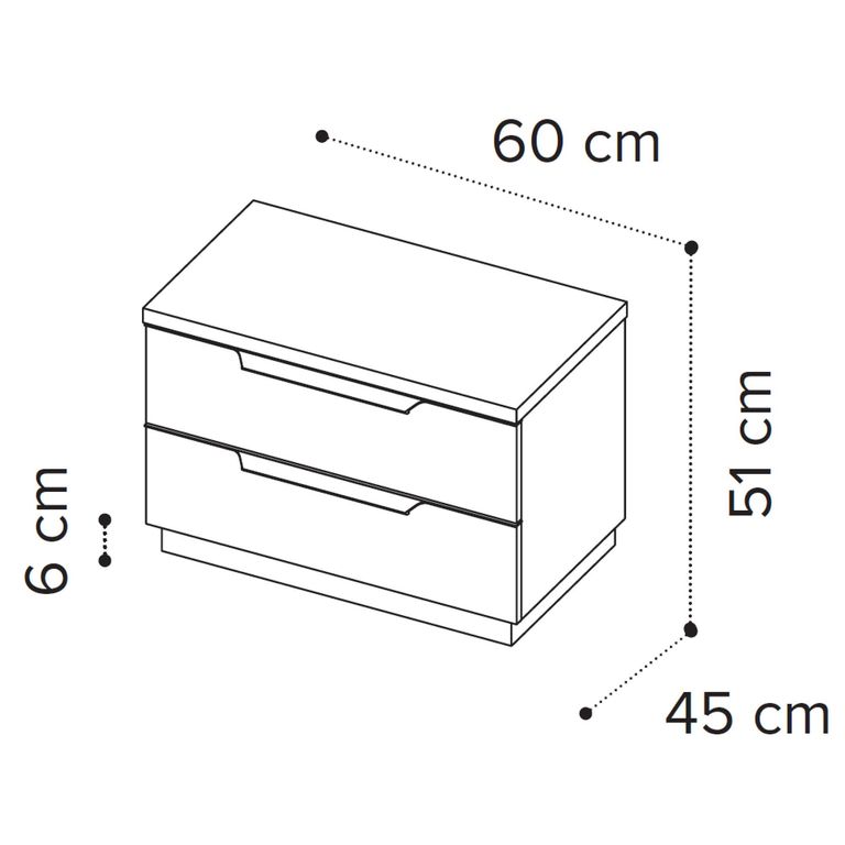 Kroma Italian Bedside Cabinet - 2 Drawer - Mini - Venetian Grey