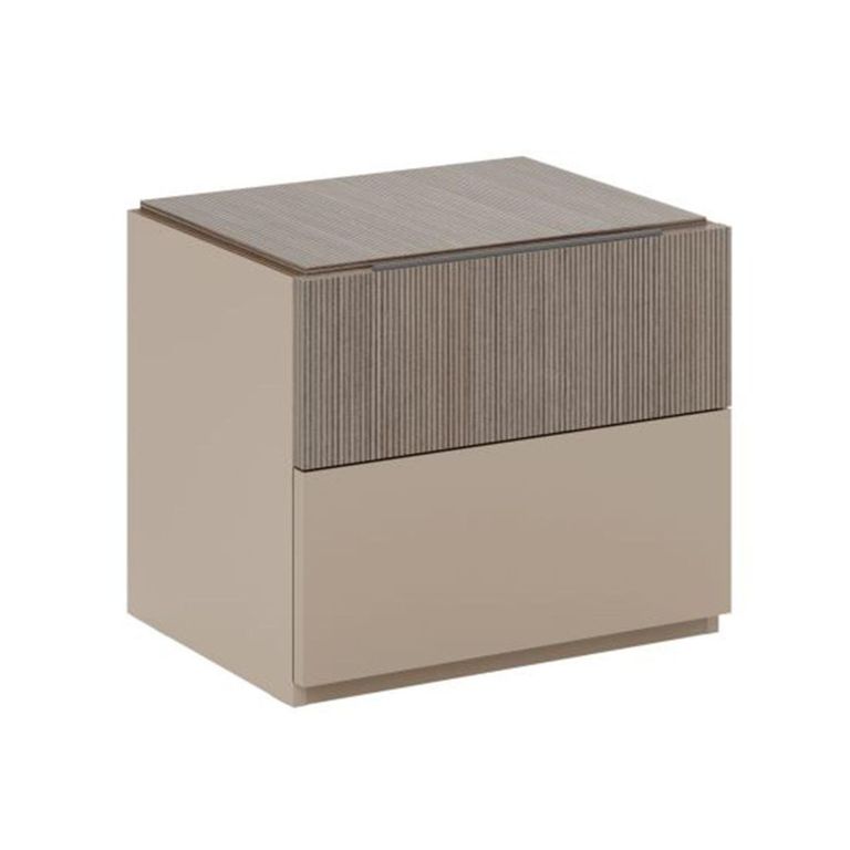 Essenza Italian Fluted Bedside Cabinet - 2 Drawer - Urban Velvet and Tabacco
