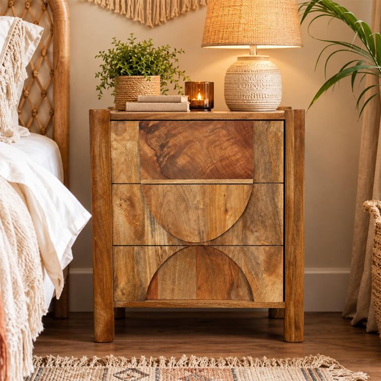 Acacia Wood 1 Door Bedside Cabinet
