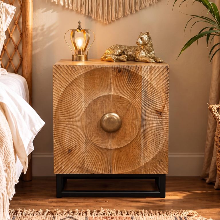 Mango Wood 1 Door Bedside Cabinet
