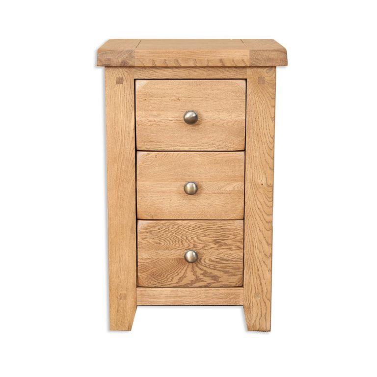 Melbourne Country Oak Bedside Cabinet - 3 Drawer - Rustic