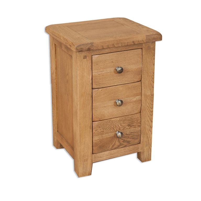 Melbourne Country Oak Bedside Cabinet - 3 Drawer - Rustic