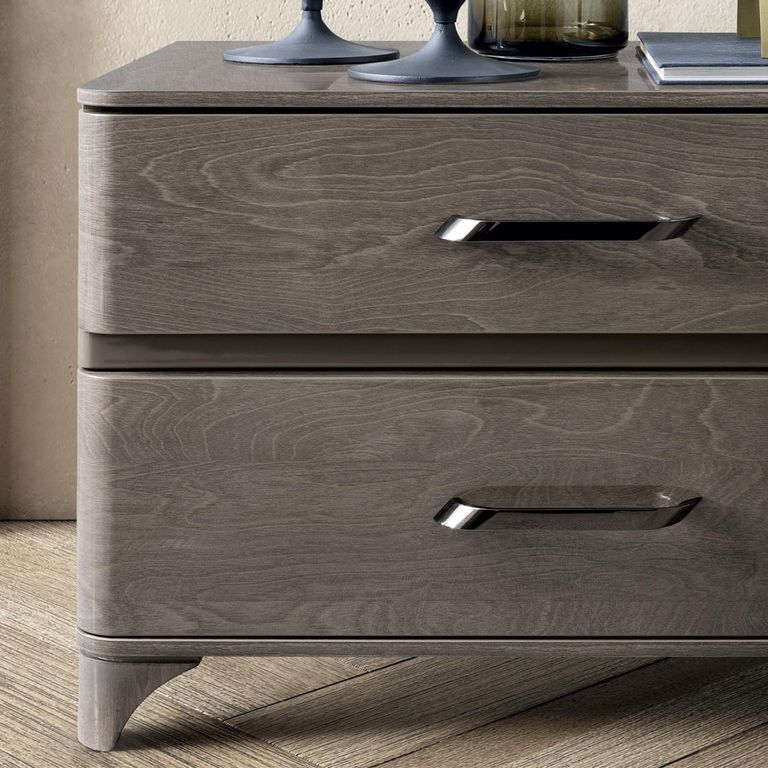 Maia Italian Bedside Cabinet - 2 Drawer - Maxi - Silver Birch