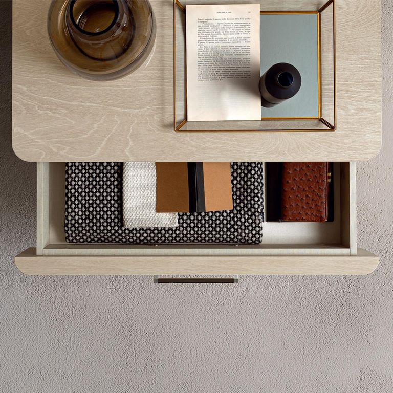 Maia Italian Bedside Cabinet - 2 Drawer - Sand Birch