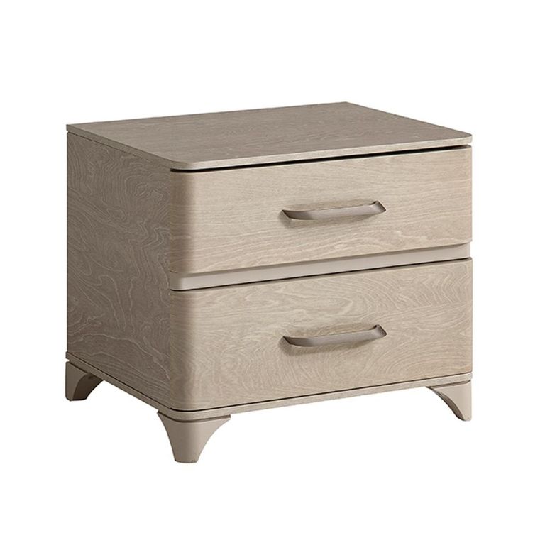 Maia Italian Bedside Cabinet - 2 Drawer - Sand Birch