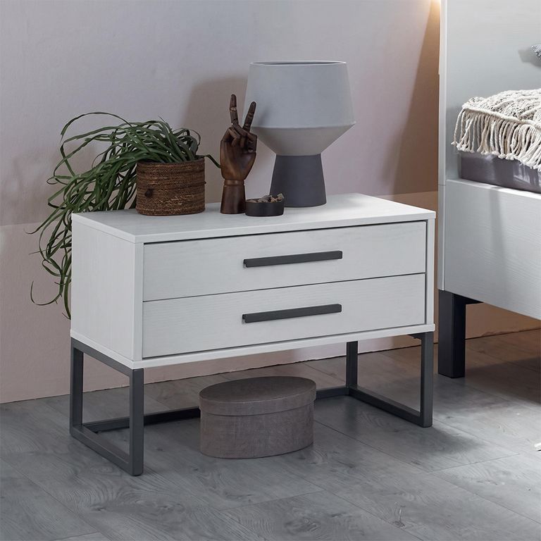 Breda White 2 Drawer Bedside Cabinet