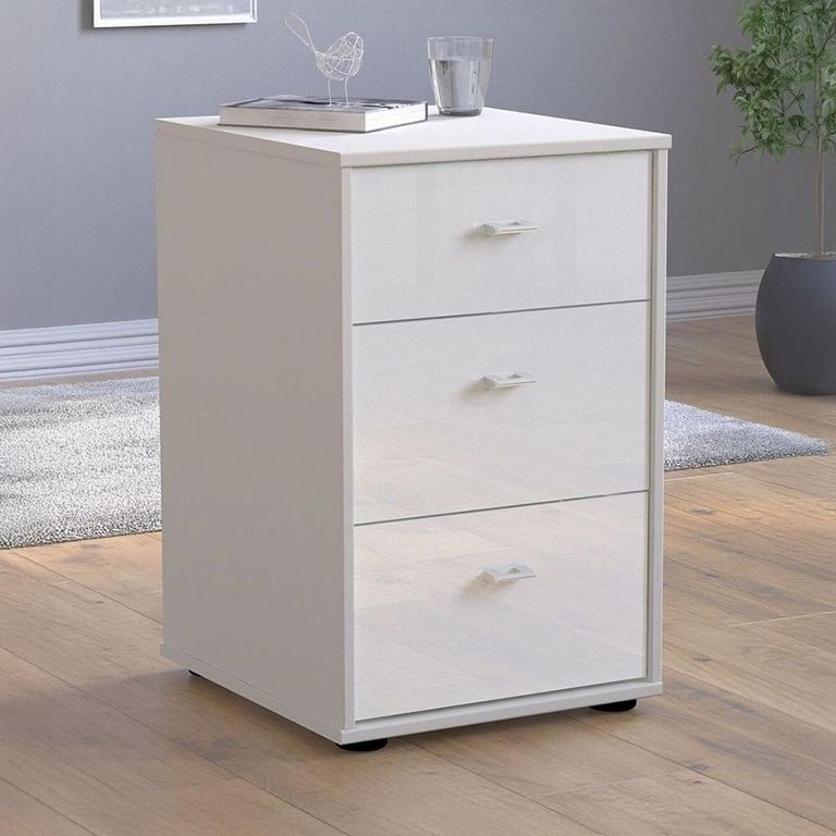 Rialto White 3 Drawer Bedside Cabinet