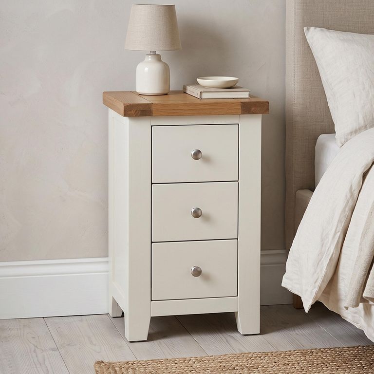 Melbourne White Painted 3 Drawer Bedside Cabinet