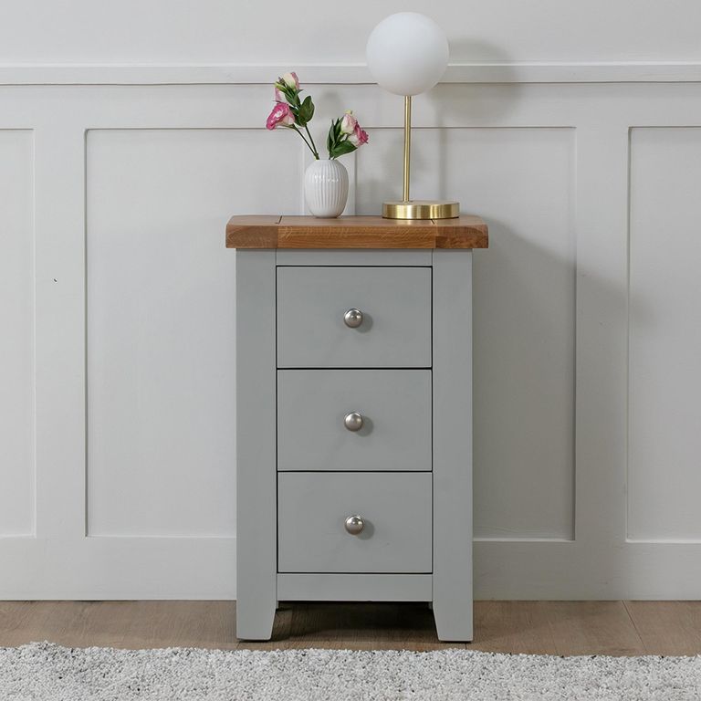 Melbourne French Grey Painted 3 Drawer Bedside Cabinet