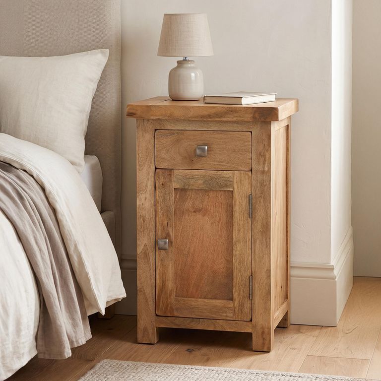 Odisha Natural Mango Wood 1 Door 1 Drawer Bedside Cabinet