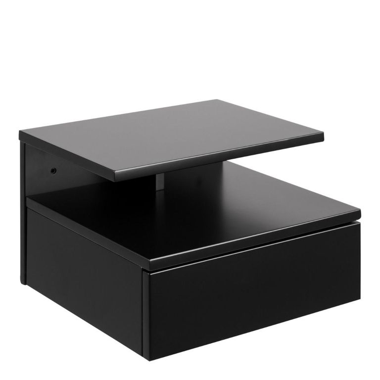 Ashlan Bedside Table - Floating - 1 Drawer - Black