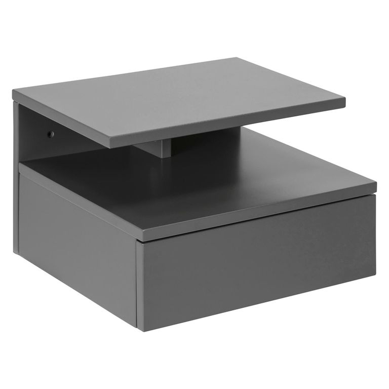 Ashlan Bedside Table - 1 Drawer - Wall Mounted - Floating - Grey Painted