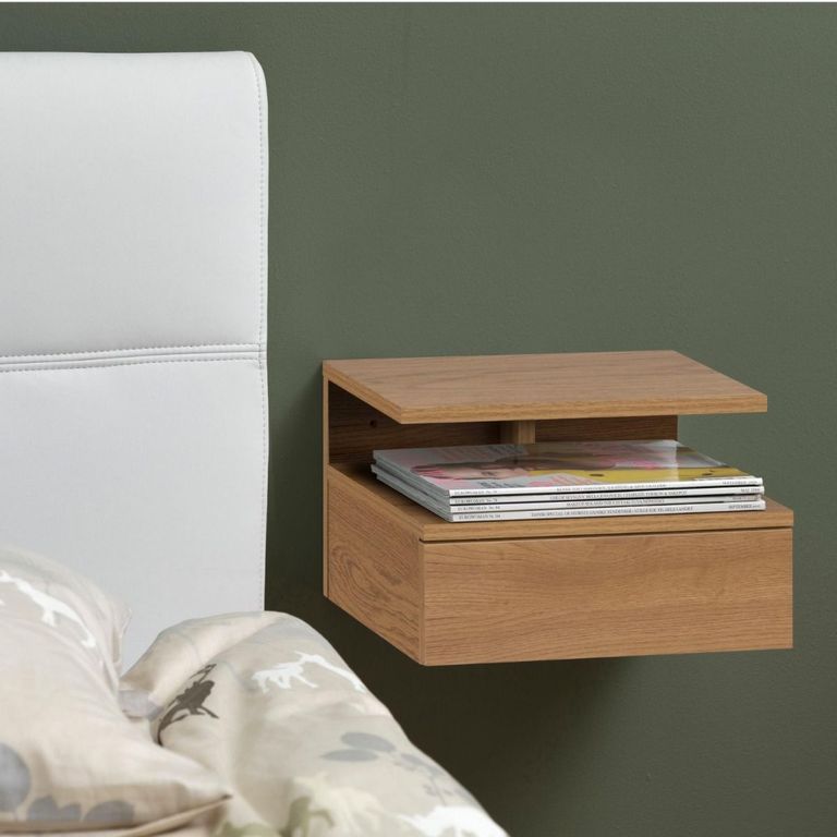 Ashlan Bedside Table - Floating - 1 Drawer - Oak
