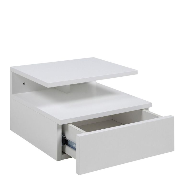 Ashlan Bedside Table - Floating - 1 Drawer - White