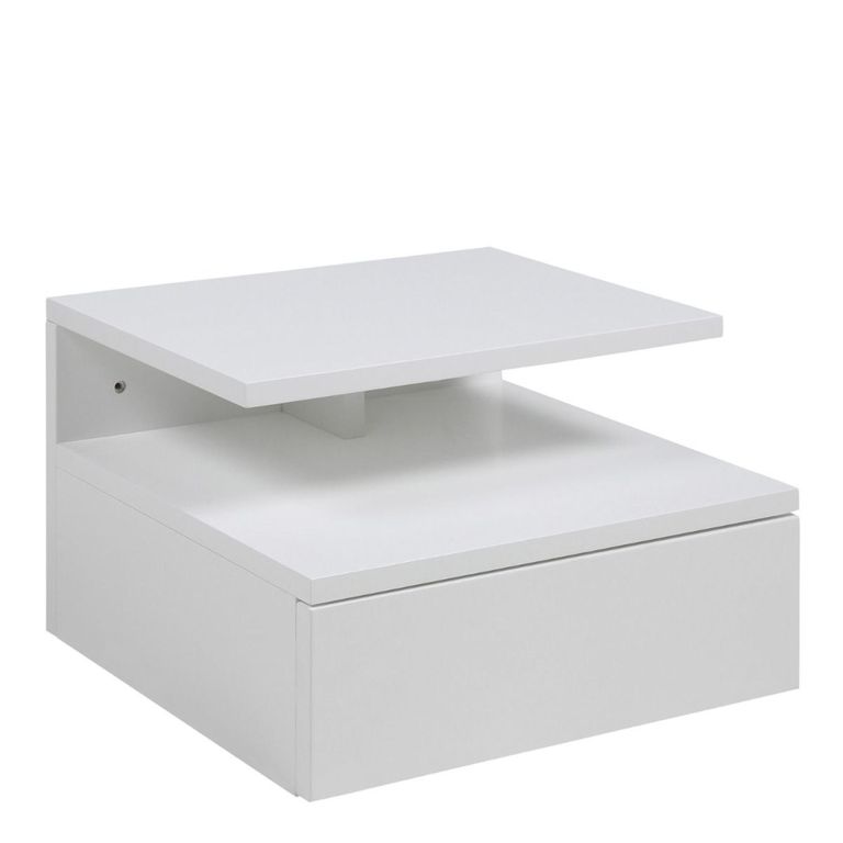 Ashlan Bedside Table - Floating - 1 Drawer - White