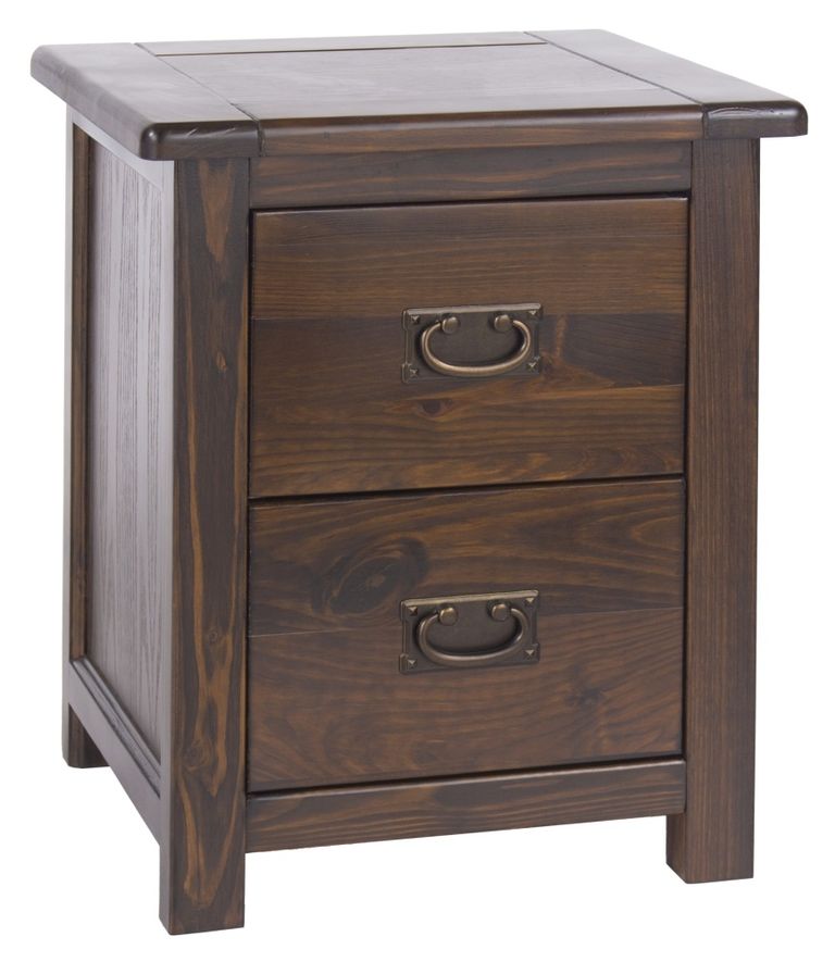 Boston Bedside Cabinet - 2 Drawer - Dark Wood