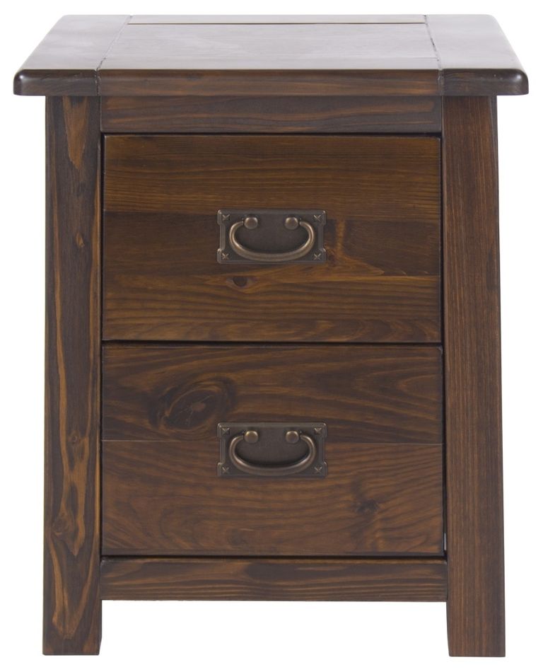 Boston Bedside Cabinet - 2 Drawer - Dark Wood