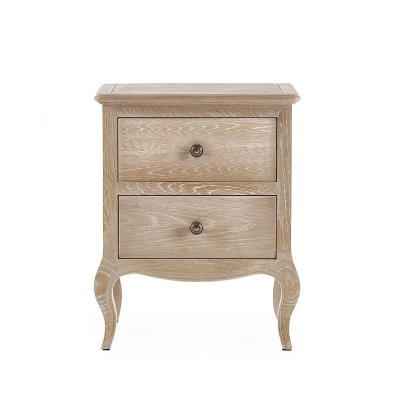 Camille Bedside Cabinet - 2 Drawer - French Style - Oak