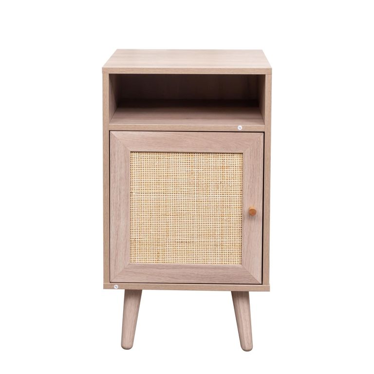 Clearance - Ferrero Natural and Woven Rattan 1 Door Bedside Table