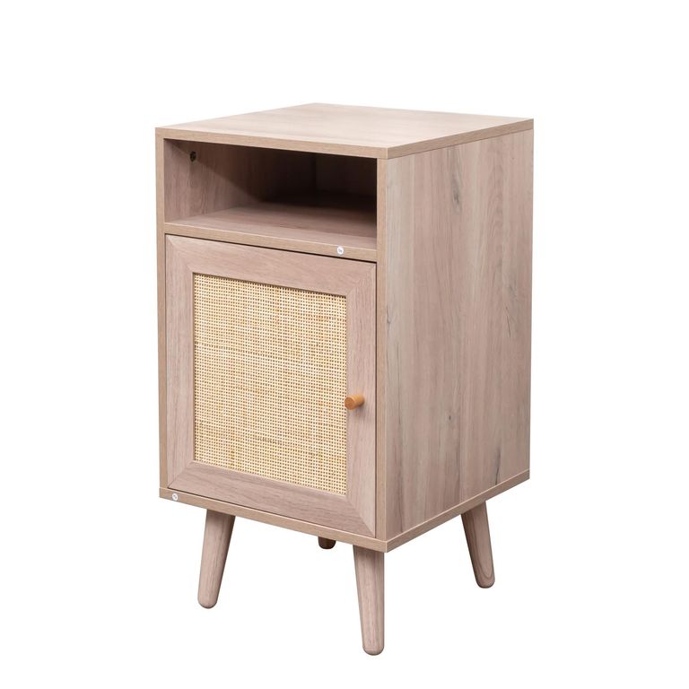 Clearance - Ferrero Natural and Woven Rattan 1 Door Bedside Table
