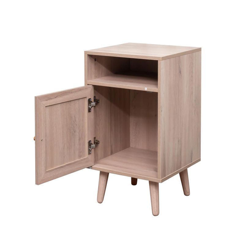 Clearance - Ferrero Natural and Woven Rattan 1 Door Bedside Table