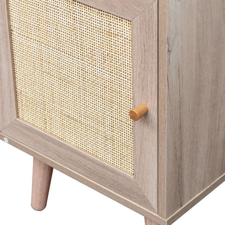 Clearance - Ferrero Natural and Woven Rattan 1 Door Bedside Table
