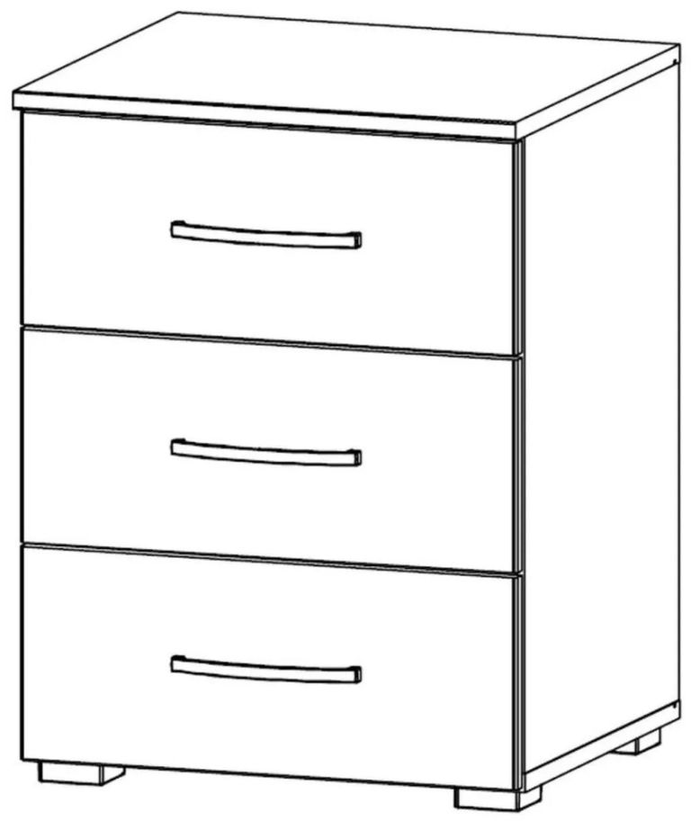 Clearance - Rauch Aditio White 3 Drawer Bedside Cabinet - FSS16003