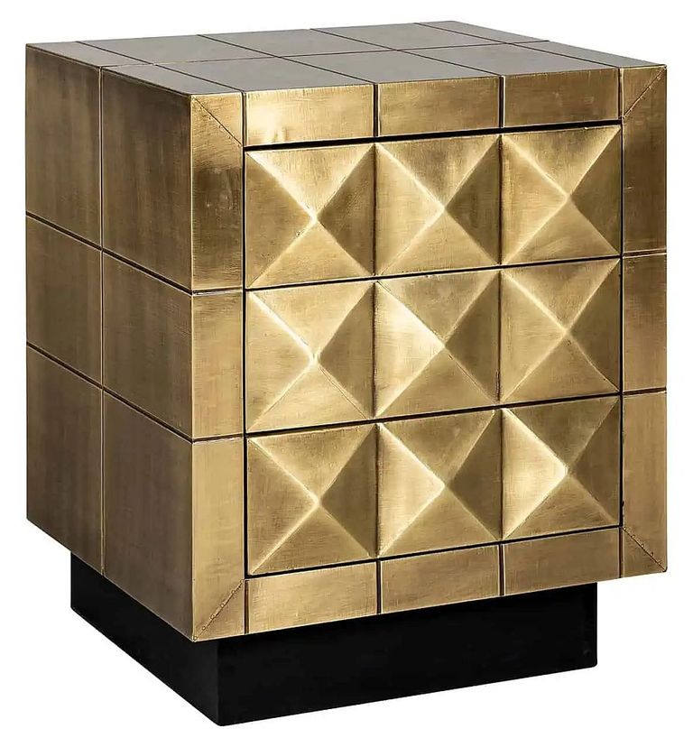 Collada Brass Cladded 3 Drawer Bedside Cabinet
