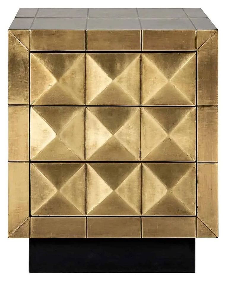 Collada Brass Cladded 3 Drawer Bedside Cabinet