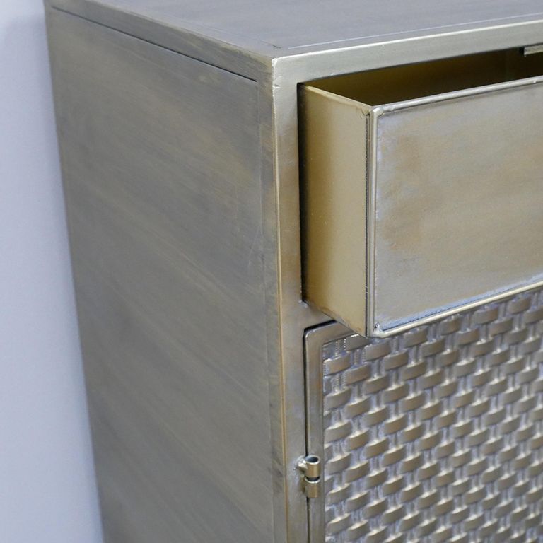 Bedside Cabinet - 1 Door - 1 Drawer - Gold Metal