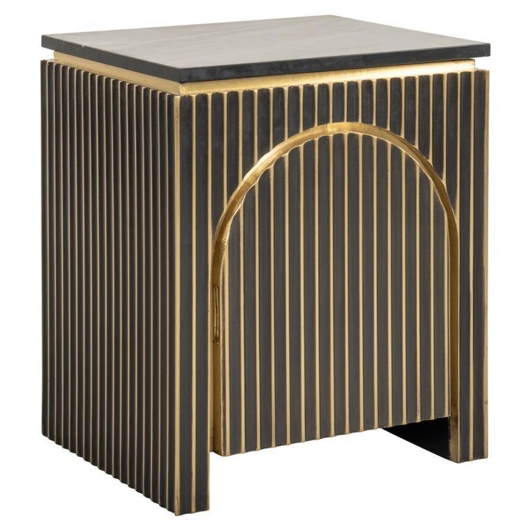 Les Arcs Brushed Gold Ribbed 1 Door Bedside Cabinet