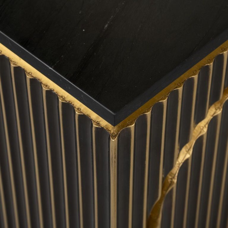 Les Arcs Brushed Gold Ribbed 1 Door Bedside Cabinet