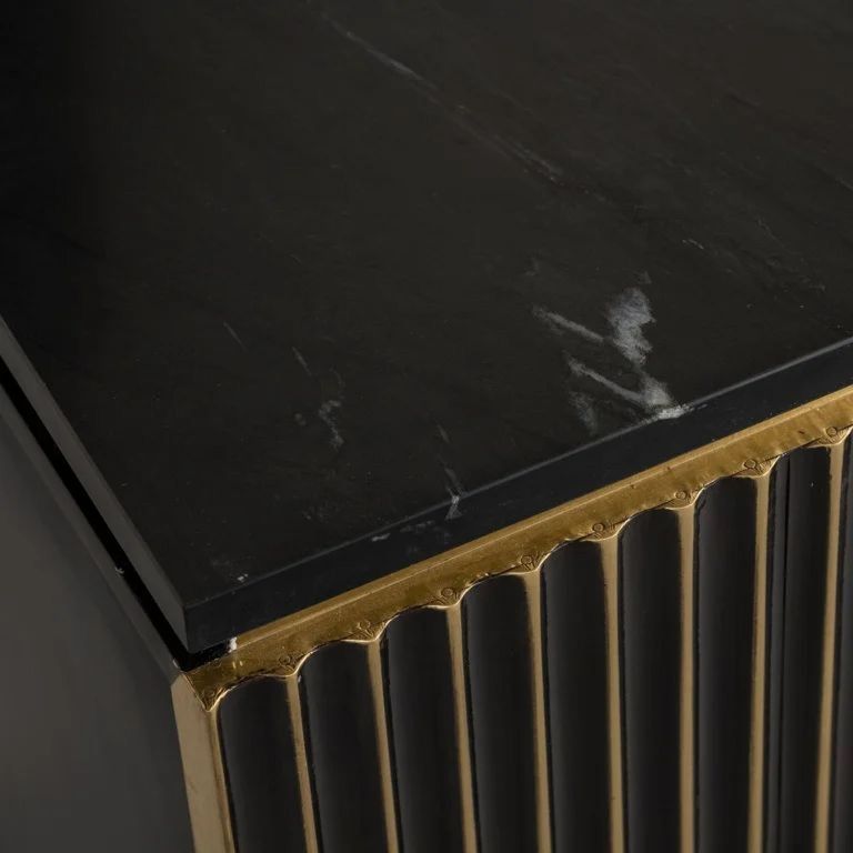 Les Arcs Brushed Gold Ribbed 1 Door Bedside Cabinet