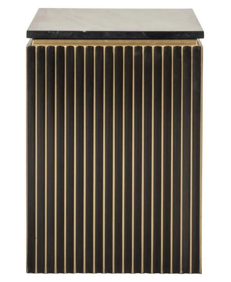 Les Arcs Brushed Gold Ribbed 1 Door Bedside Cabinet