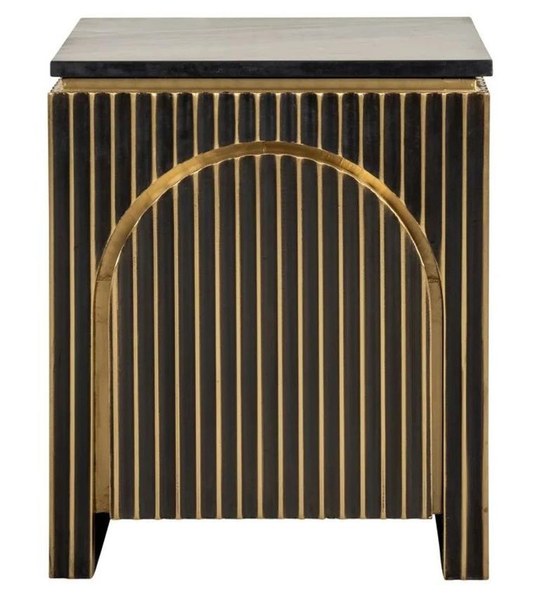 Les Arcs Brushed Gold Ribbed 1 Door Bedside Cabinet