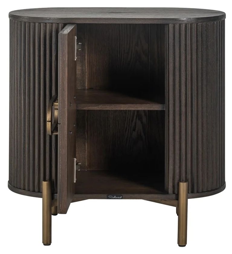 Luxor Brushed Brass Ribbed 1 Door Curved Bedside Cabinet