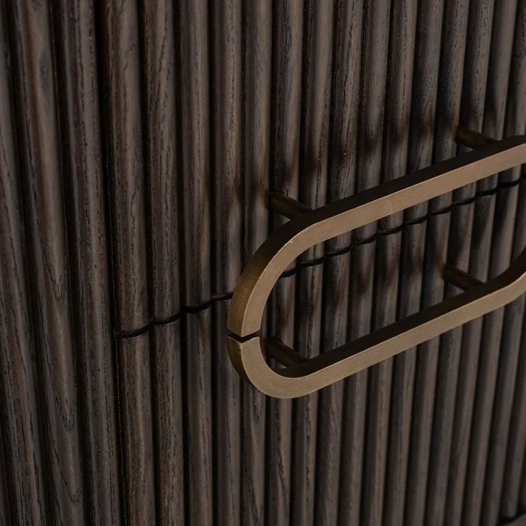 Luxor Brushed Brass Ribbed 1 Door Curved Bedside Cabinet
