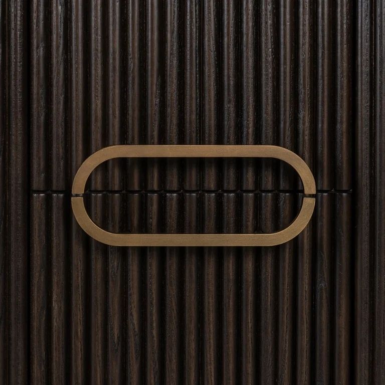 Luxor Brushed Brass Ribbed 1 Door Curved Bedside Cabinet
