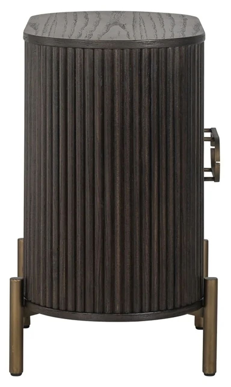 Luxor Brushed Brass Ribbed 1 Door Curved Bedside Cabinet