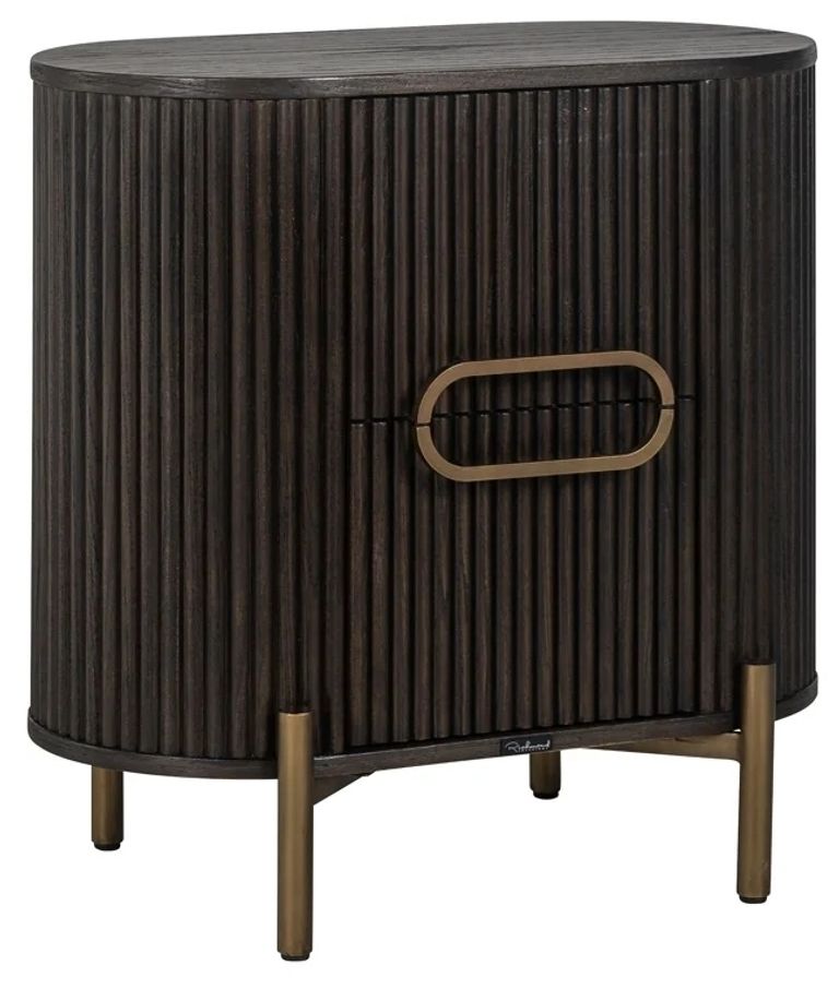 Luxor Brushed Brass Ribbed 1 Door Curved Bedside Cabinet