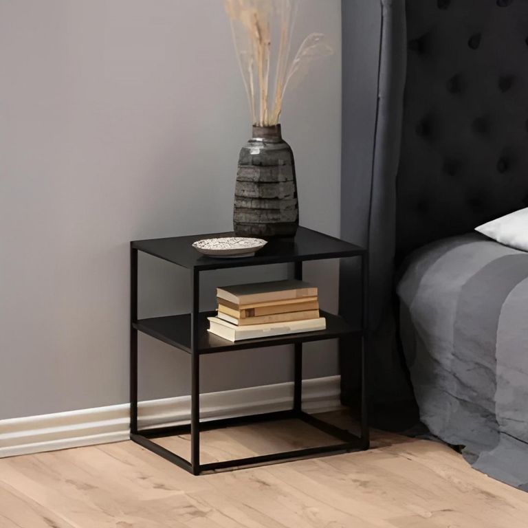 Newton Bedside Table - Black Metal