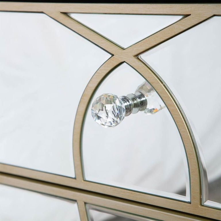 Pristina Bedside Cabinet - 2 Drawer - Champagne Mirrored