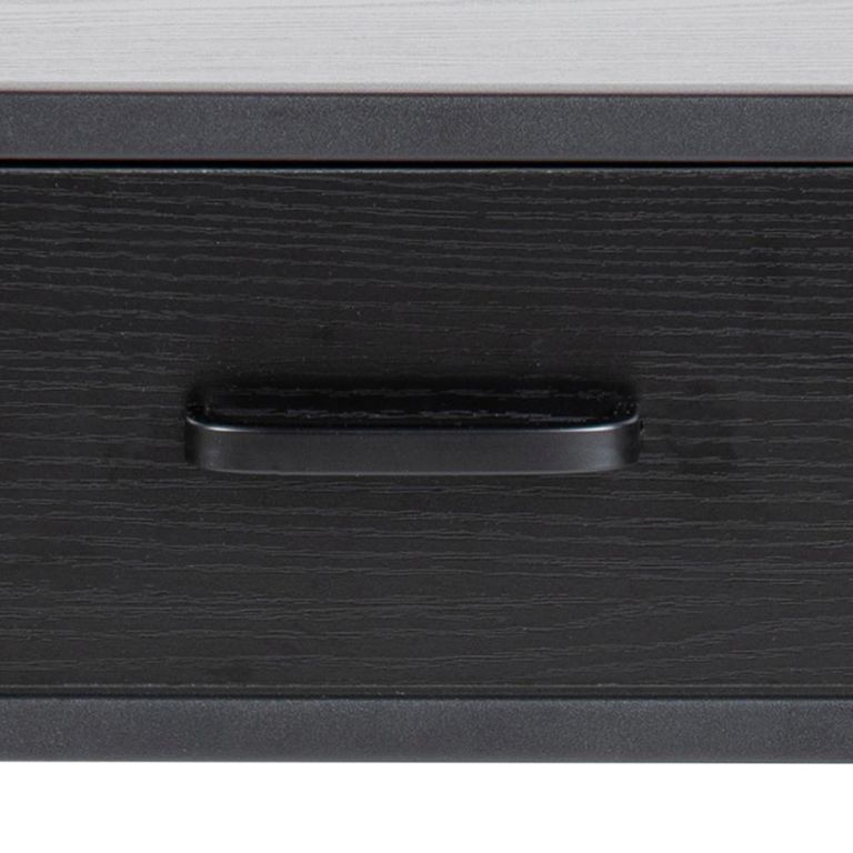 Seaford Bedside Table - 1 Drawer - Black Melamine and Metal