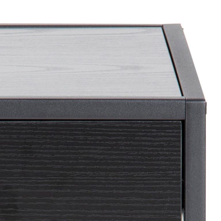 Seaford Bedside Table - 1 Drawer - Black Melamine and Metal