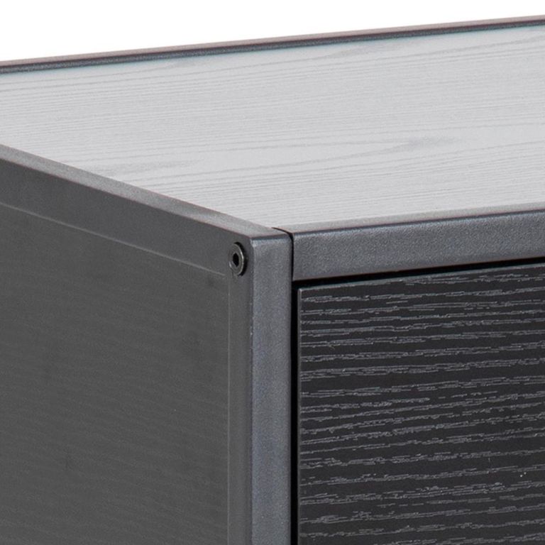 Seaford Bedside Table - 1 Drawer - Black Melamine and Metal